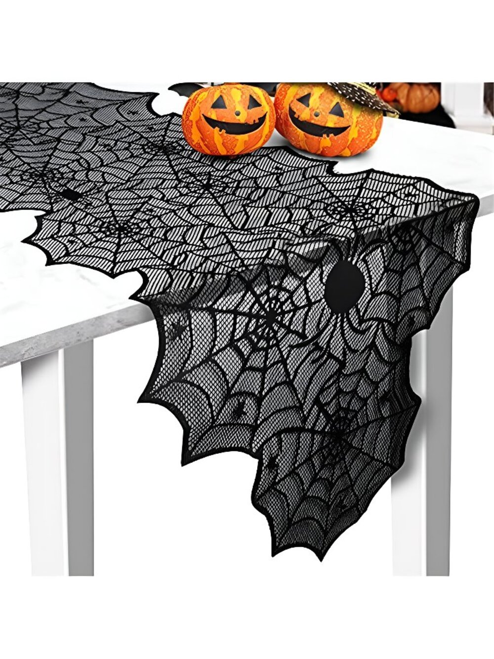 Halloween Table Runner, Black Lace Spider Web Table Runners, 18 x 72Inch